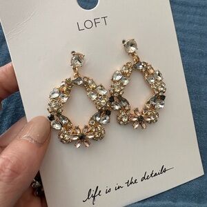LOFT Gold and Silver Floral Crystal Earrings